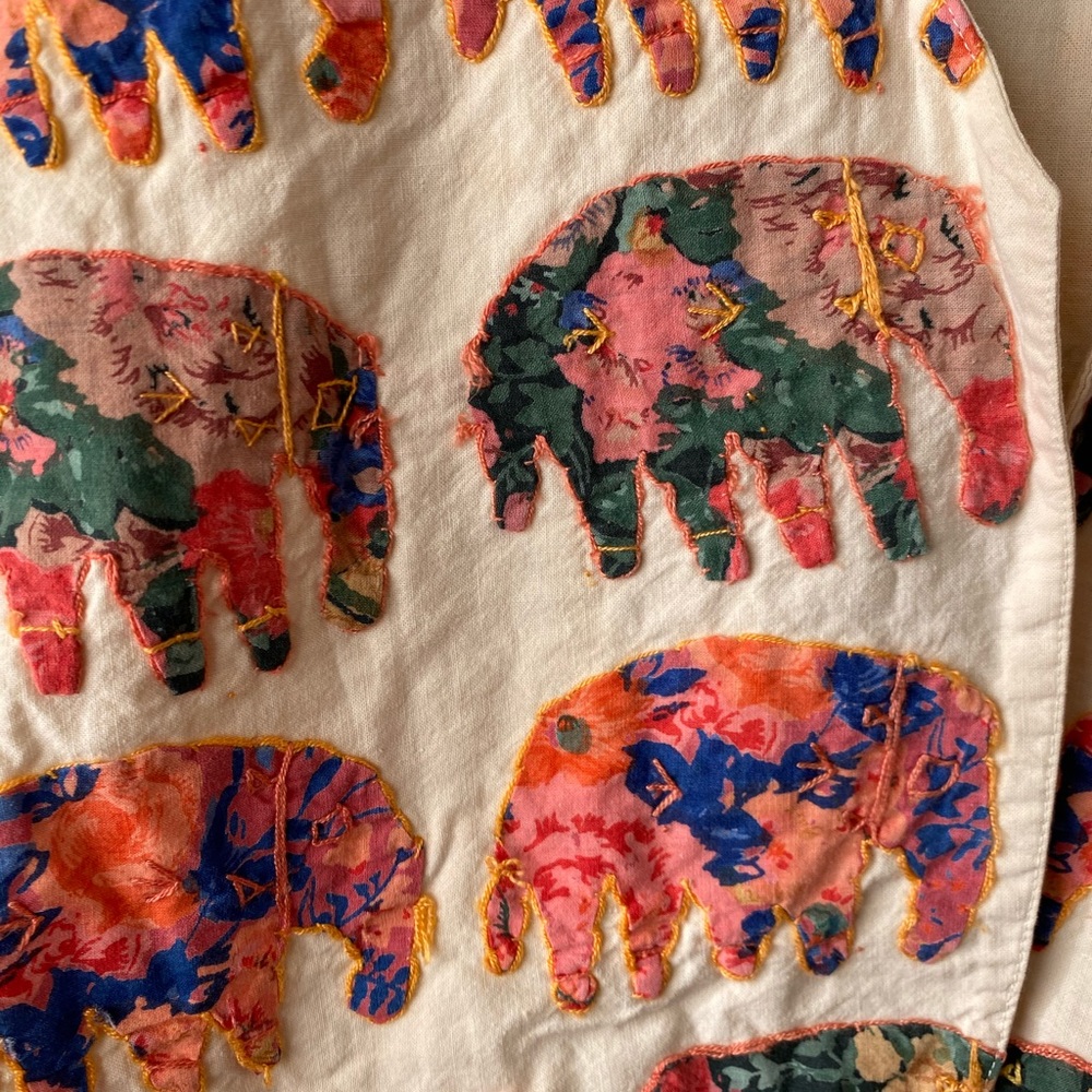 Elephant Patchwork Quilted Vest Vintage - image 5